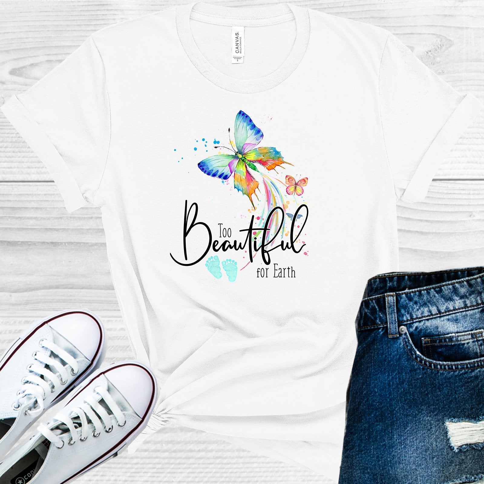 Too Beautiful For Earth Butterfly Graphic Tee Graphic Tee