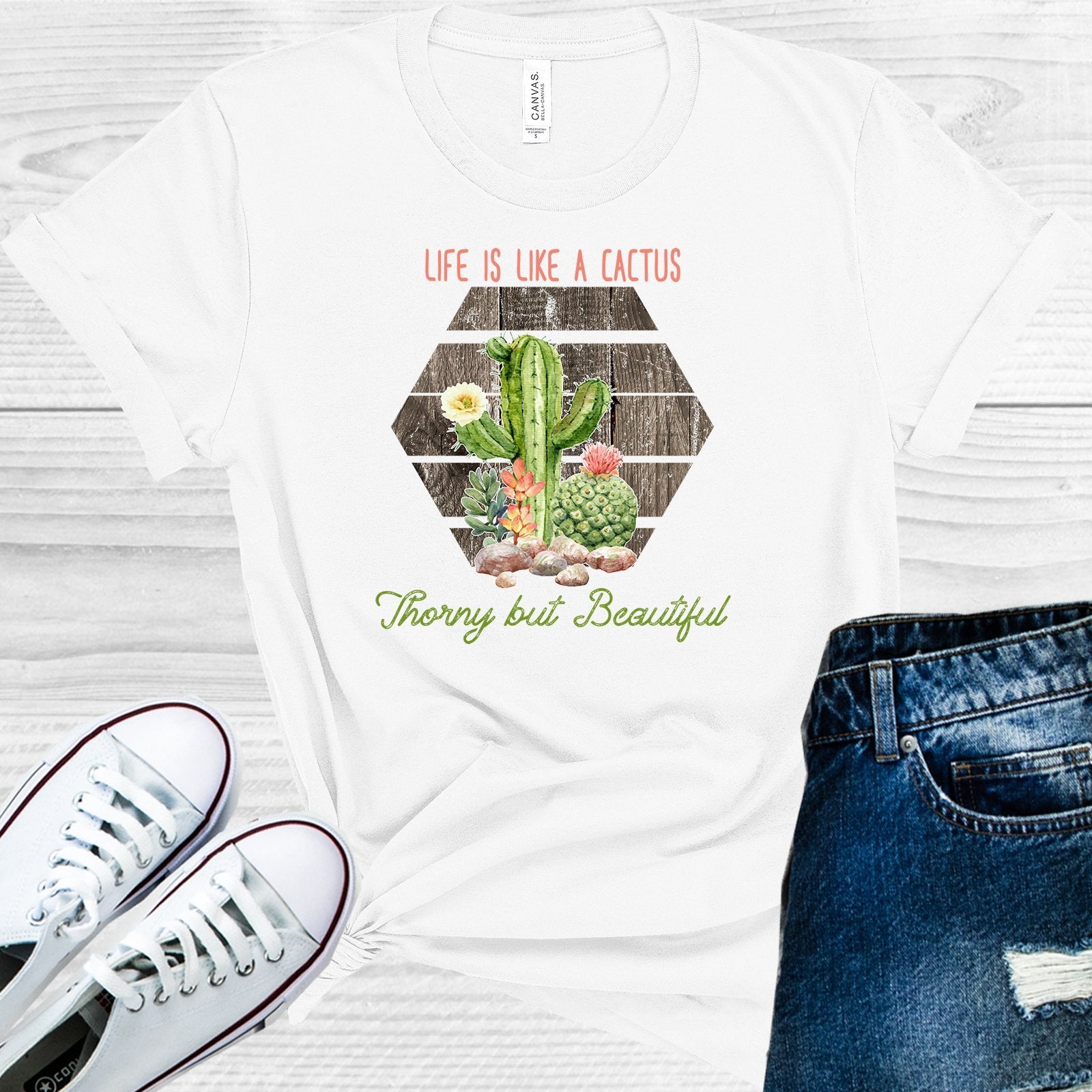 Life Is Like A Cactus Thorny But Beautiful Graphic Tee Graphic Tee