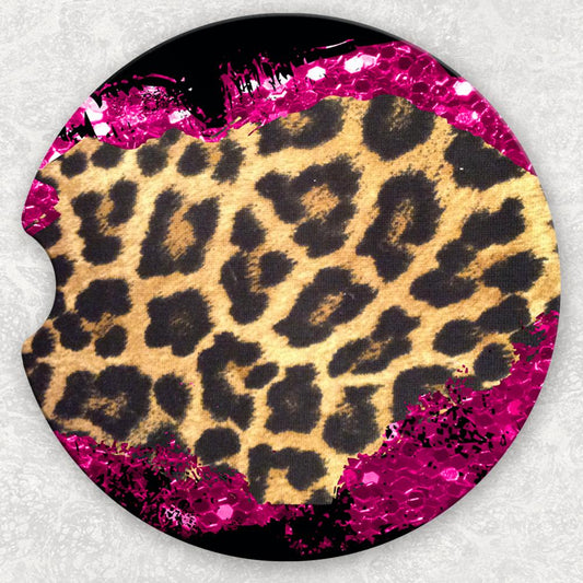 Car Coaster Set - Pink Leopard