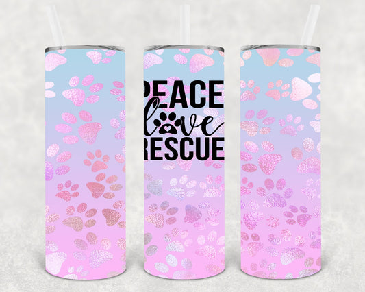 Peace Love Rescue 20 Oz Skinny Tumbler