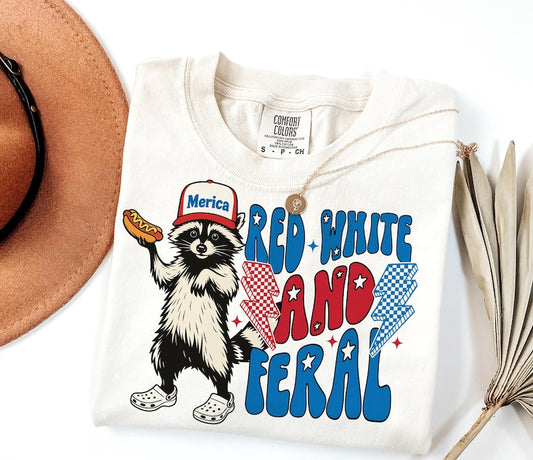 Red White and Feral Graphic Tee