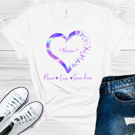 Nurse Peace Love Save Lives Graphic Tee Graphic Tee