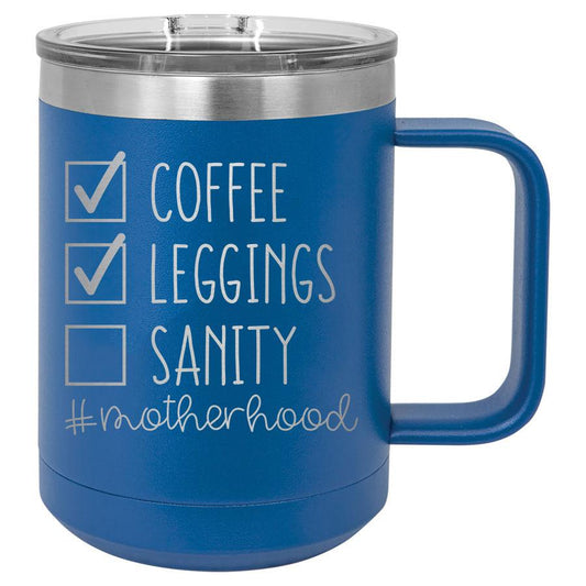 Coffee Leggings Sanity #motherhood 15 Oz Polar Camel Mug With Sliding Lid