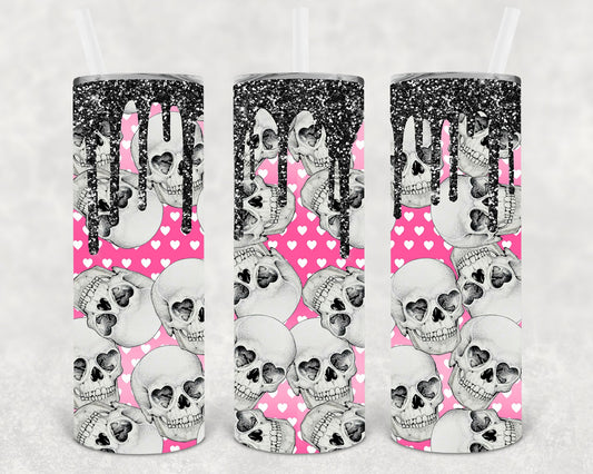 Hearts And Skulls 20 Oz Skinny Tumbler