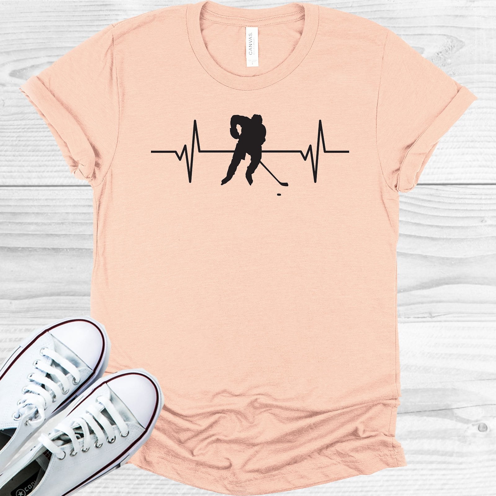 Hockey Player Heartbeat Graphic Tee Graphic Tee