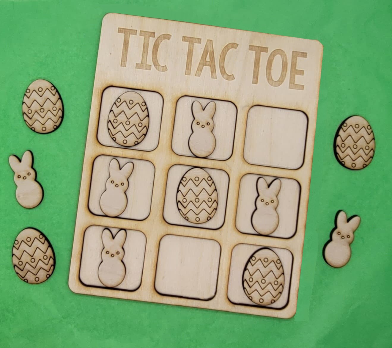 Bunnies And Eggs Tic Tac Toe Board Wood
