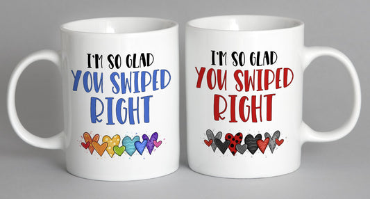 Im So Glad You Swiped Right (Rainbow Version) Mug Coffee