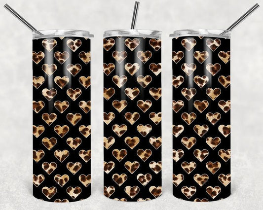 Leopard Hearts 20 Oz Skinny Tumbler