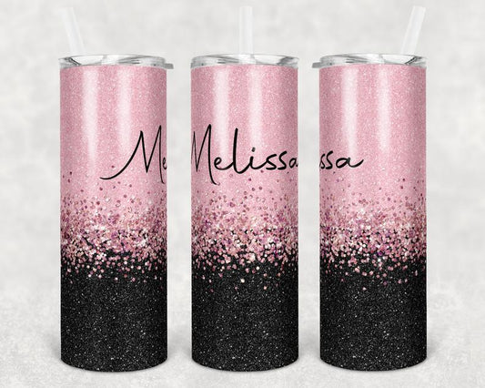 Pink Glitter 20 Oz Skinny Tumbler