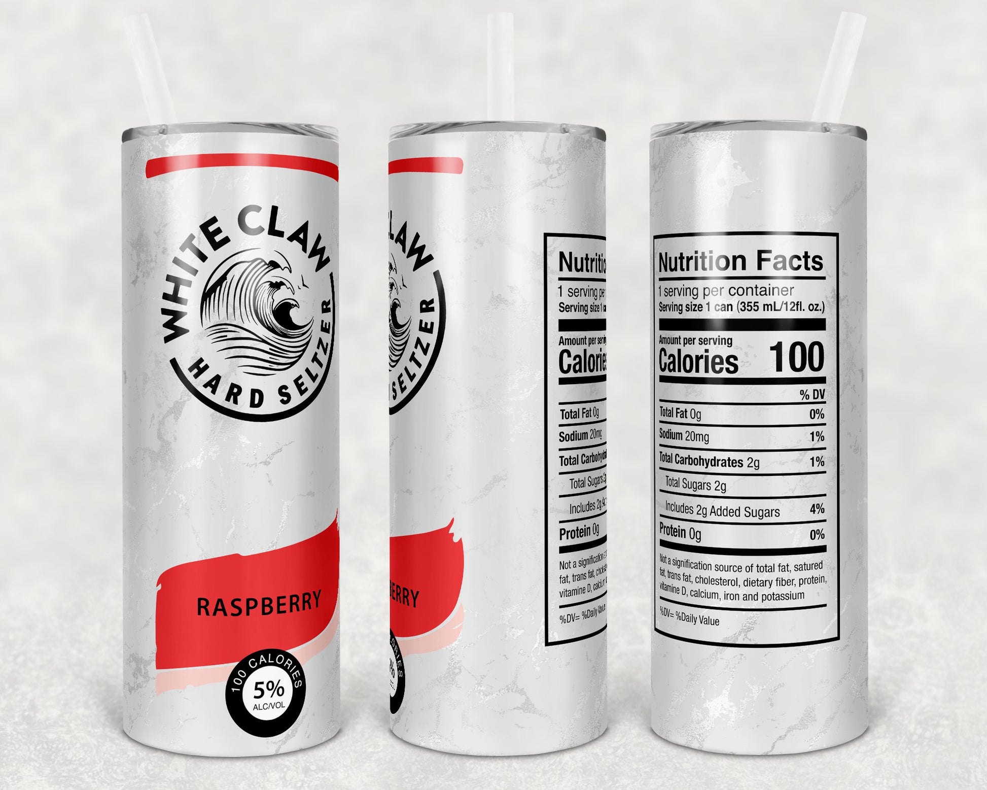 White Claw Raspberry 20 Oz Skinny Tumbler