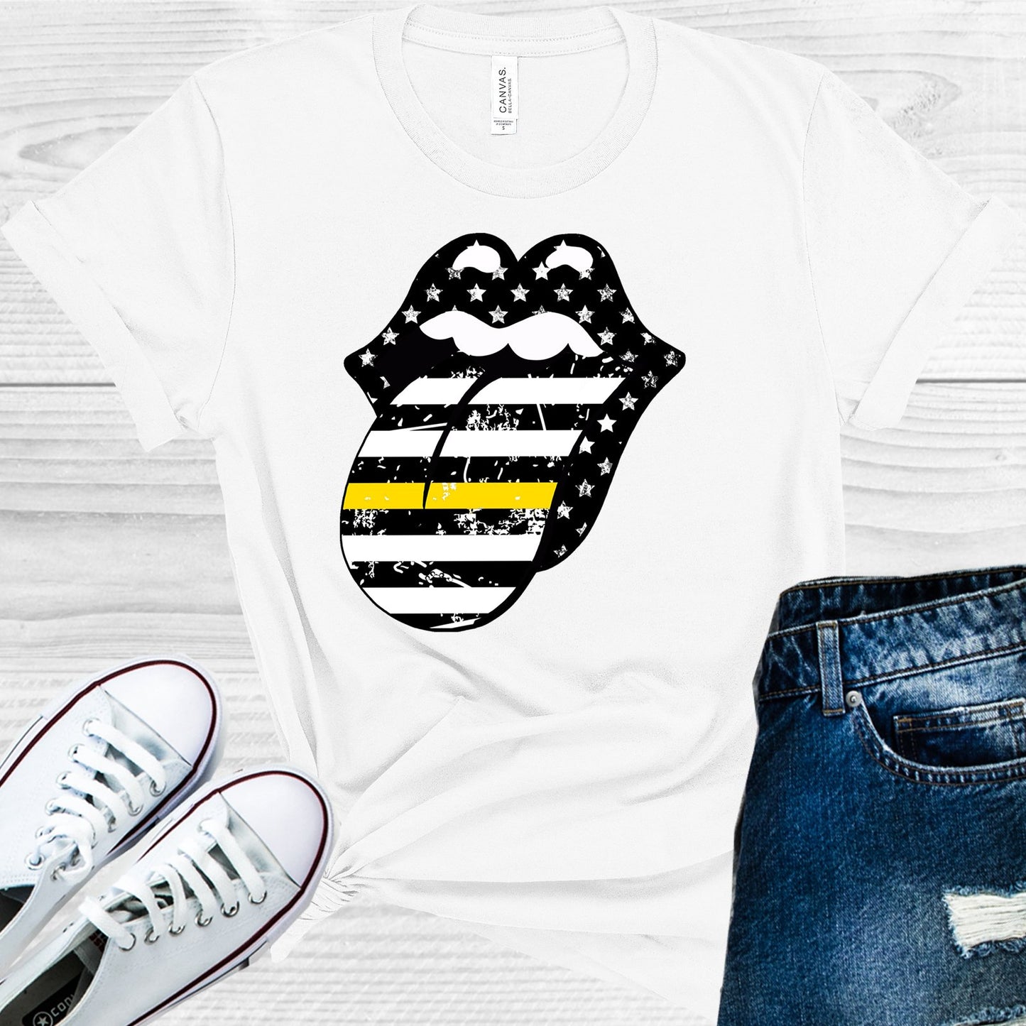 Thin Yellow Line Tongue Graphic Tee Graphic Tee