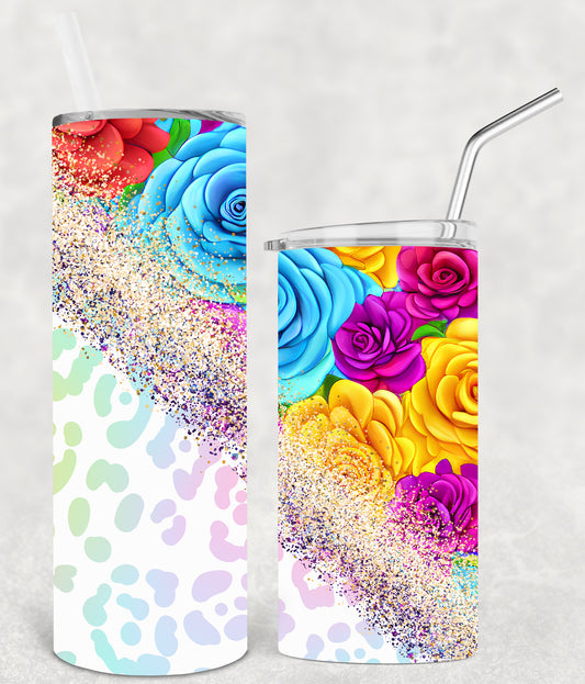 Leopard and Roses 20 oz Skinny Tumbler